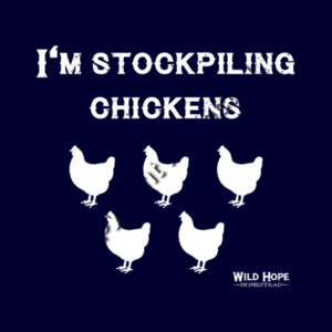 MENS T-SHIRT - Stockpiling Chickens (White on Dark) Design